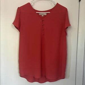 LOFT Red V-Neck Blouse